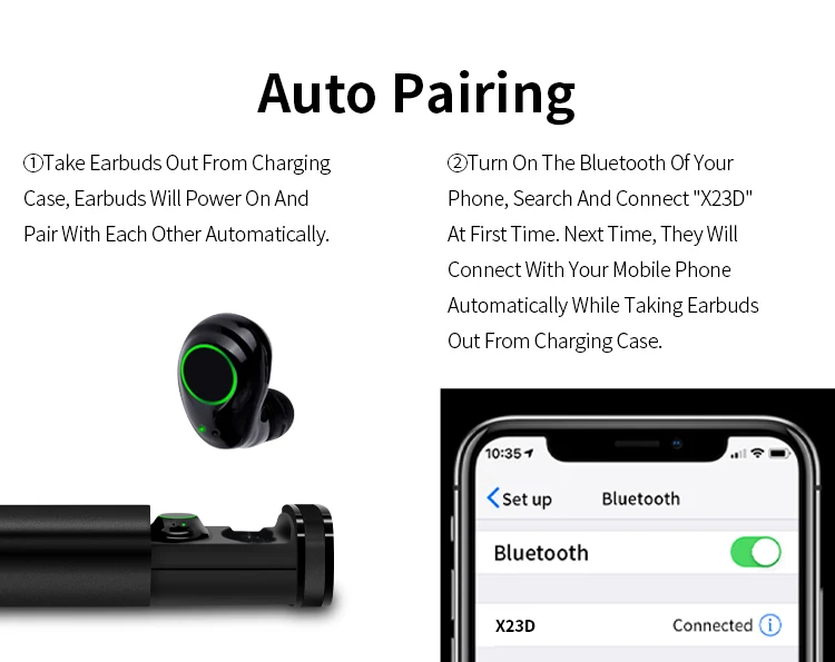 digital display tws Earphone Headphone Earbuds X23D customize - ANKUX.COM