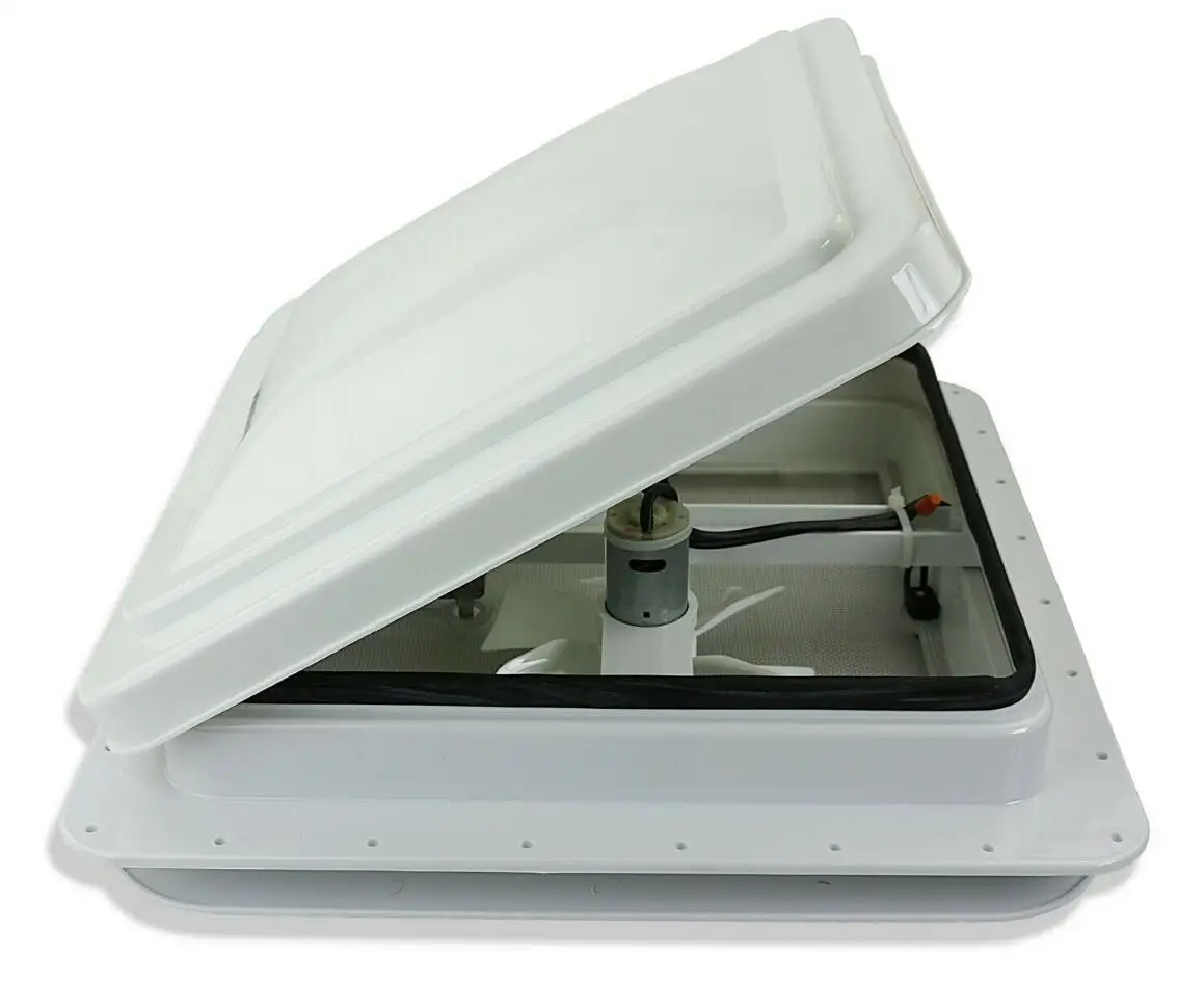 14 Inch Rv Roof Vent Complete 12 Volt Fan W/ White Vent Lid Inner
