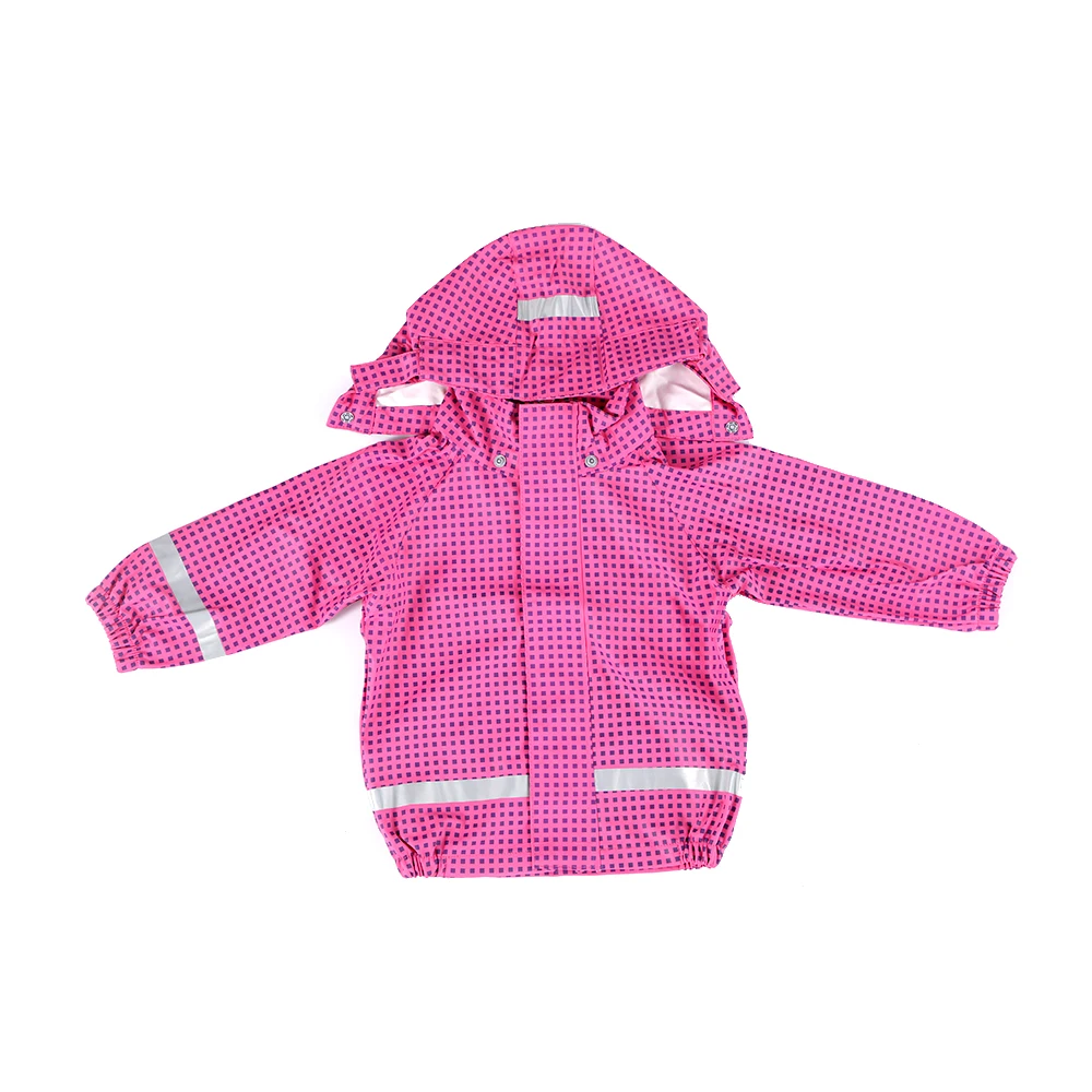 Durable in use children flamingo raincoat with hood custom raincoat is standard long PU ponchos