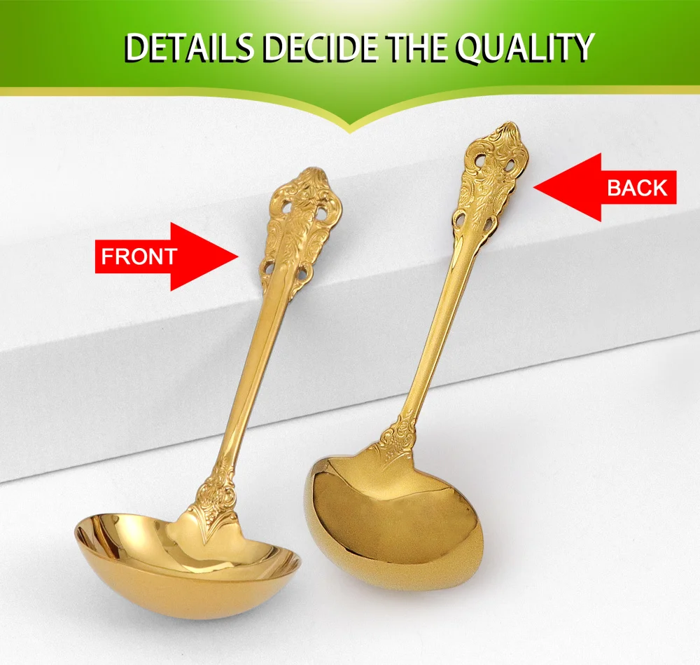 304 Stainless Steel Soup Ladle Cooking Tool Kitchen Accessories Gold