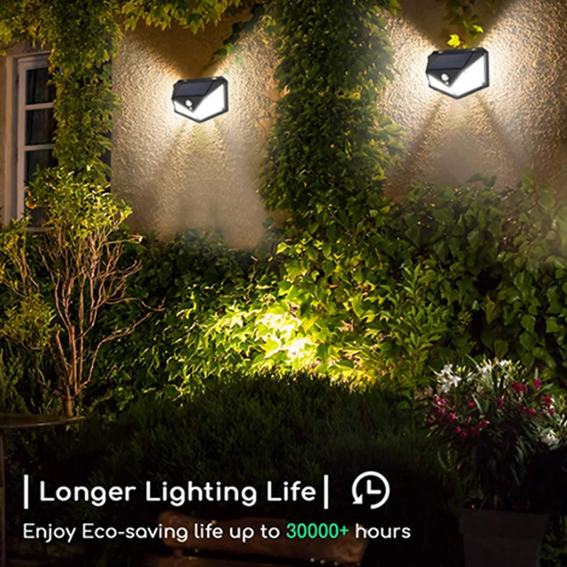 Manufacture Wholesale 114LED solar garden light outdoor Smart Sensor Solar Wall lamps Wireless Waterproof Security yard lighting