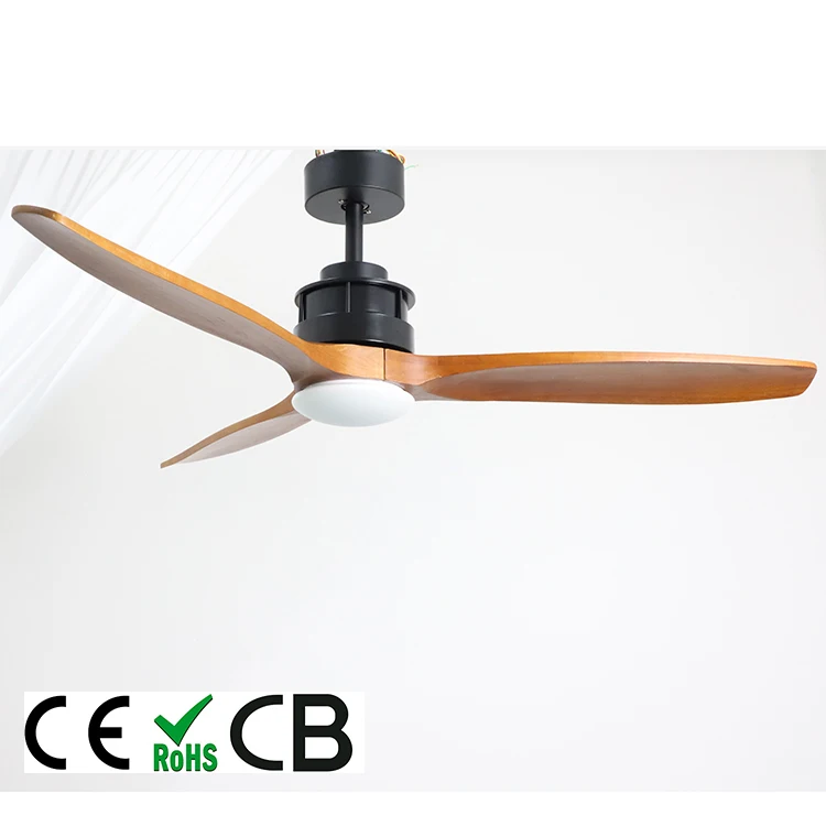 Luxury 52 inch black nickle dc motor wood ceiling fan with led light remote control
