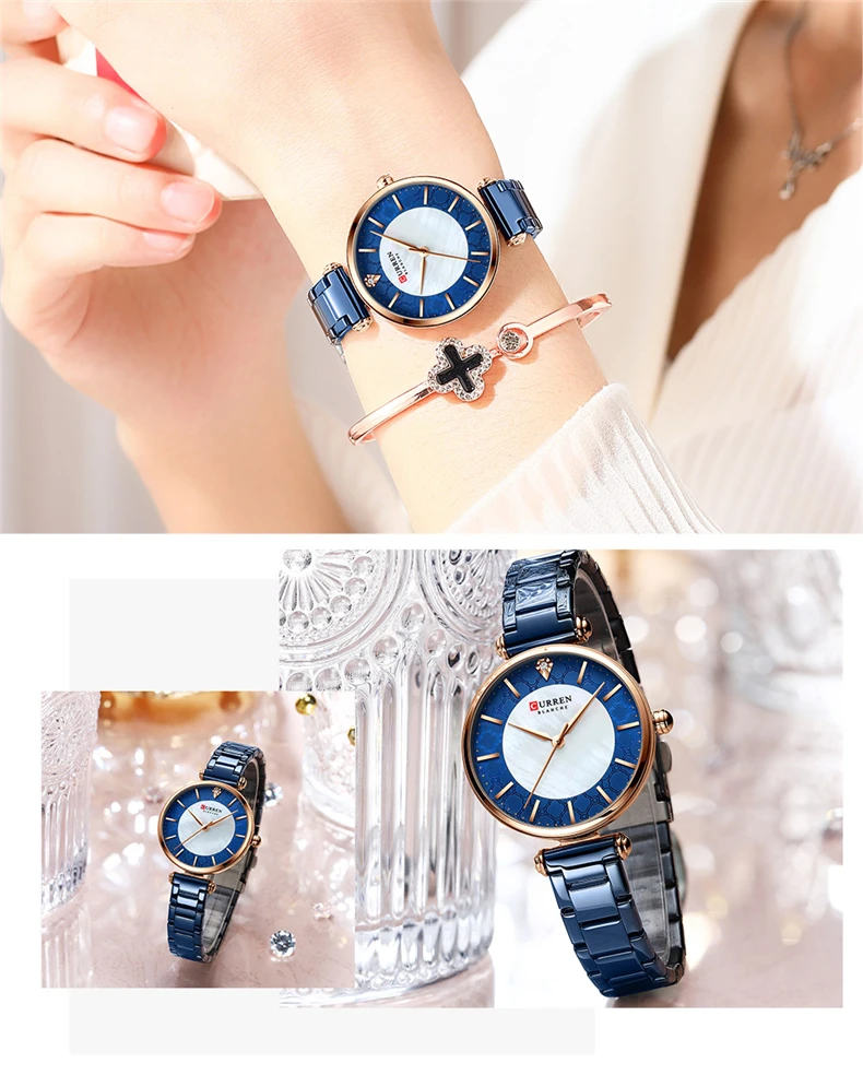 Watches for Women Luxury Brand CURREN 9072 Elegant Thin Quartz Wristwatch with Stainless Steel Simple Female Clock