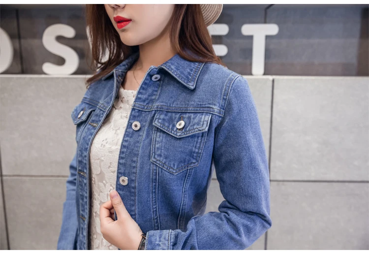 Puaer 2019 Fashion Jeans Jacket Women Spring Autumn Brush Stretch Short Denim Coats 