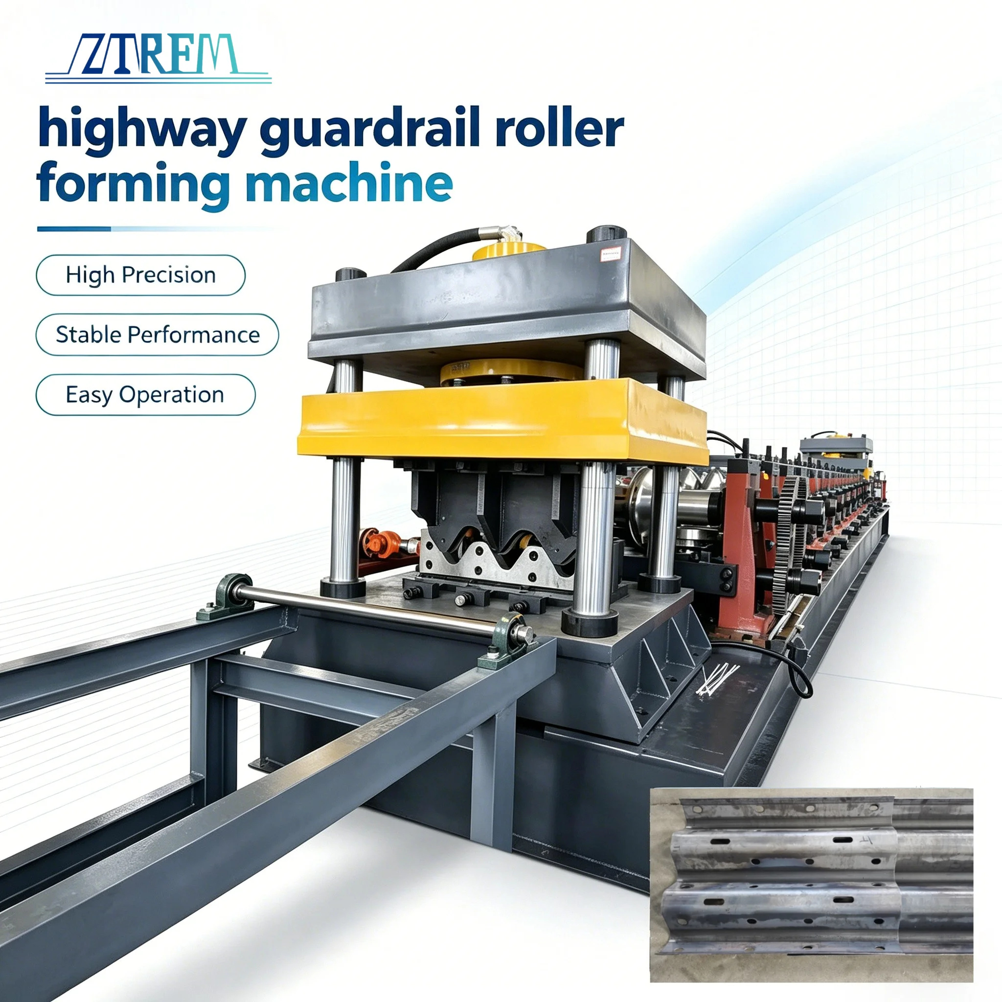 Automatic Highway Guardrail Cold Roll Forming Machine Metal Road Barrier Making Equipment