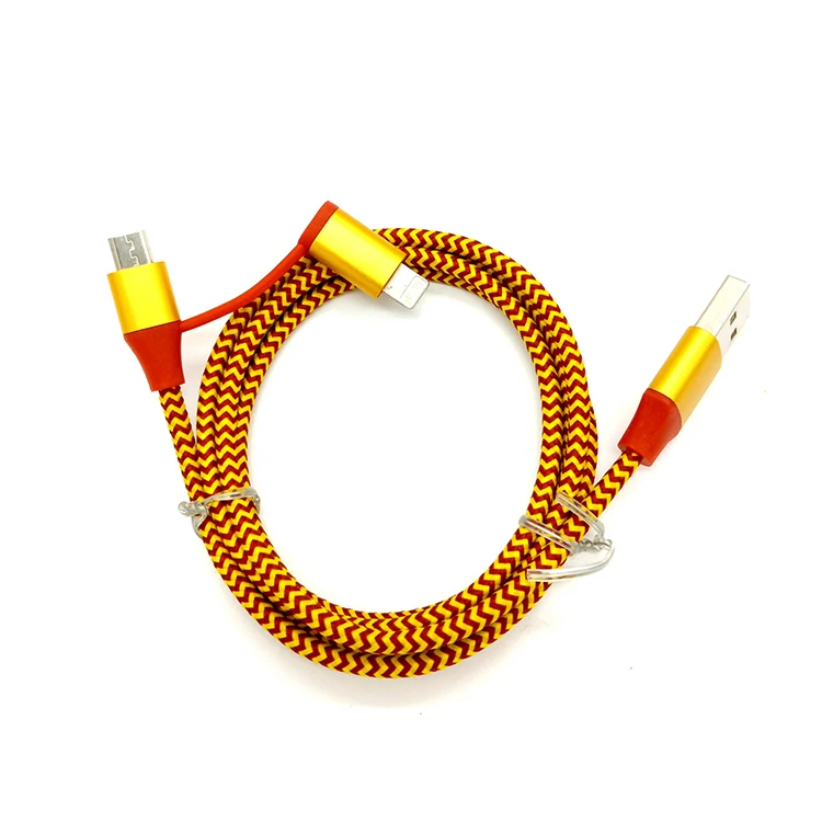 Universal Use 2 in 1 cable 3 in 1 Nylon Braided Charging Cable
