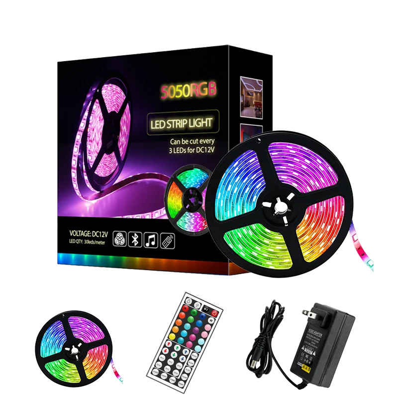 12V Flexible SMD 5050 RGB rgbw with Controller Sync Light Strips smd 5m tv led strip light