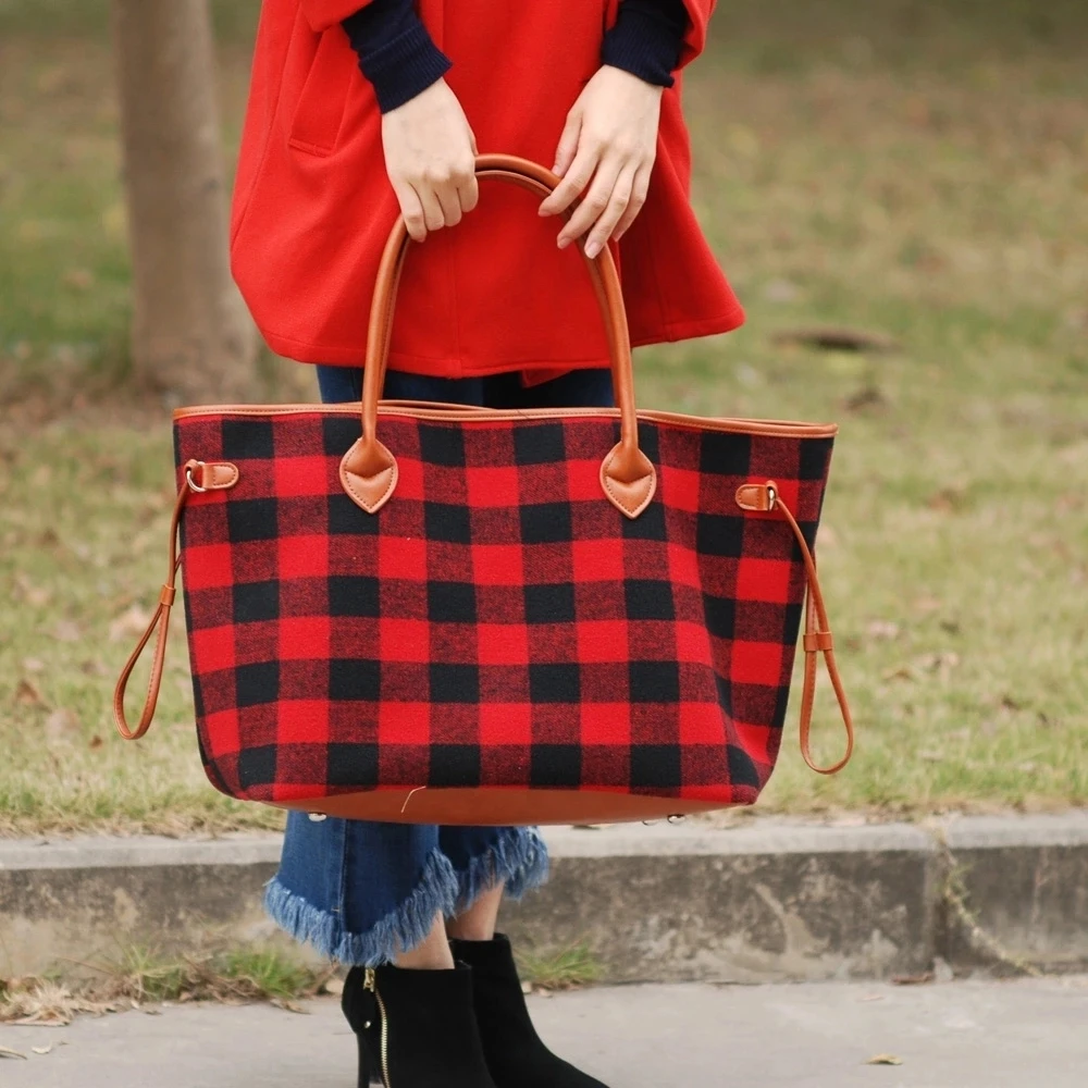 buffalo plaid tote