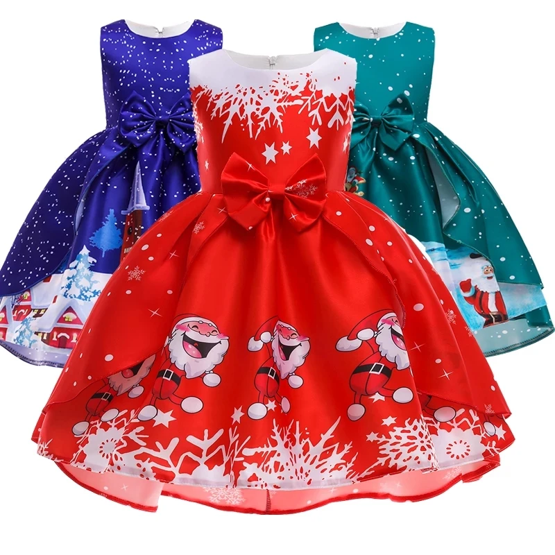 christmas dresses for kids Baby And Toddler Girls Mix And Match Long Sleeve Print Knit Skater Dress - RED Due to the differences between different monitors Mqatz Red Kids Girls Christmas