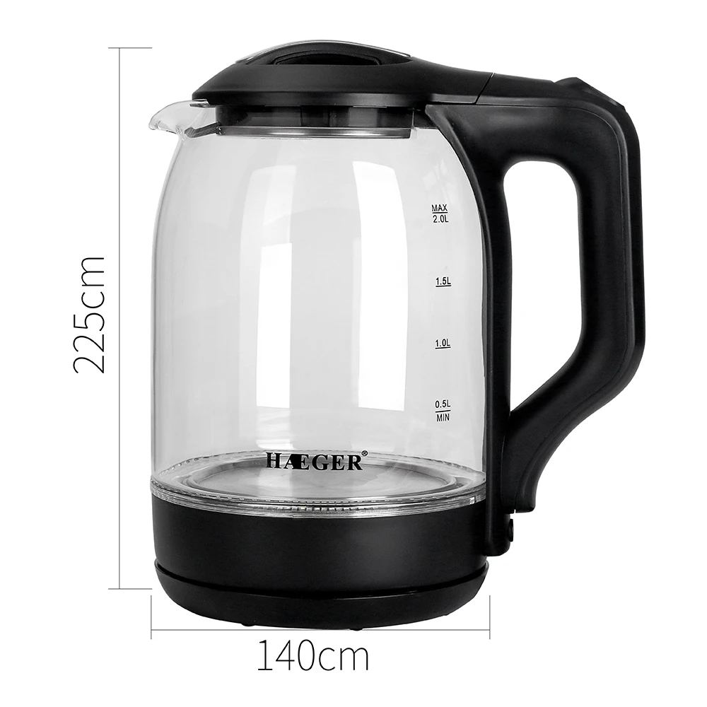 HAEGER household  electric kettle. Great quality health kettle boil tea/ glass electric kettle