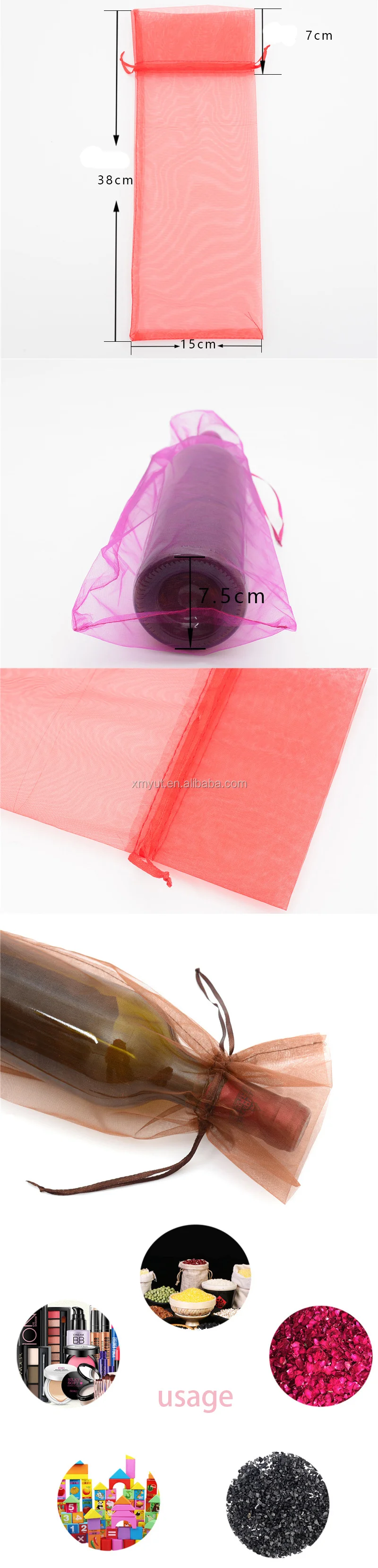Wine Bag/organza Wine Pouch Gift Drawstring Recyclable Screen Printing,hot Stamping More Than 22 Colors or Customized Acceptable