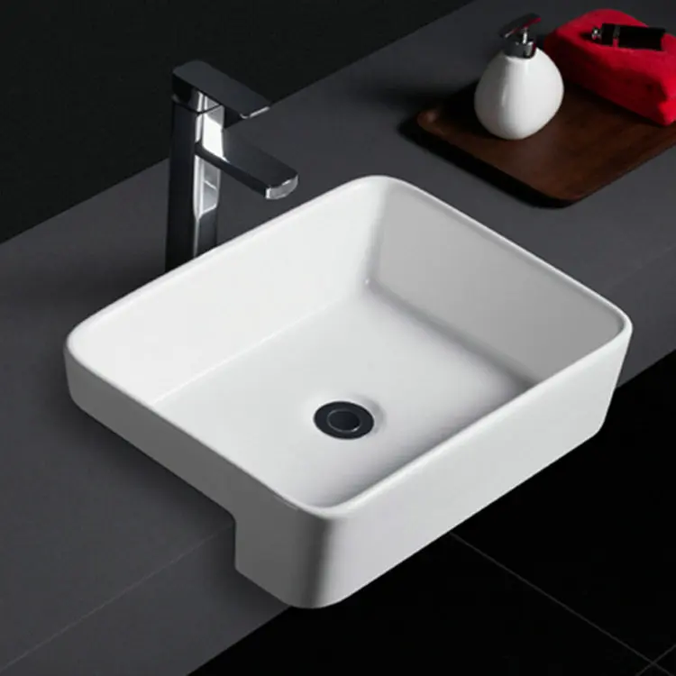 590 New design table mounted cheap ceramic semi counter sinks for hotel
