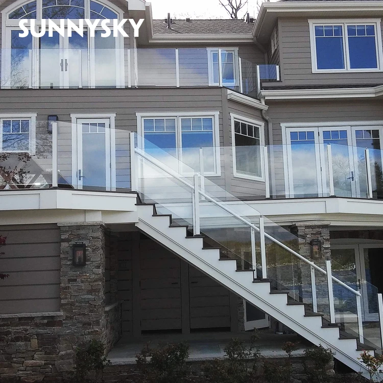 Sunnysky Modern Glass Railing System Deck Stainless Steel Balcony Stair ...