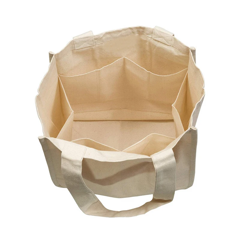 Custom Multi Inside Pocket Cotton Canvas Grocery Bags Organic Reusable