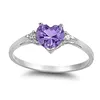 CAOSHI Dainty Simple Style Birthstone Various Silver925 Heart Shape Diamond Zircon Ring Wedding Engagement