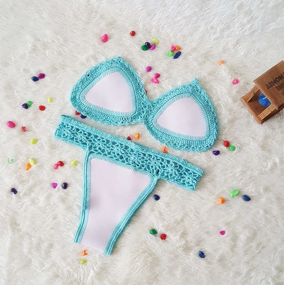 Hot Selling Bikini Neoprene Glue Handmade Crocheted Two-Piece Sexy Women's Swimsuit Texture Knit Bikini Hb19b99469bbd47bd8ee8f8135740dabdU