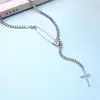 Free Shipping Wholesale Jewelry Fashion Necklaces Pins Silver Chains With Cross Charm Necklaces For Women
