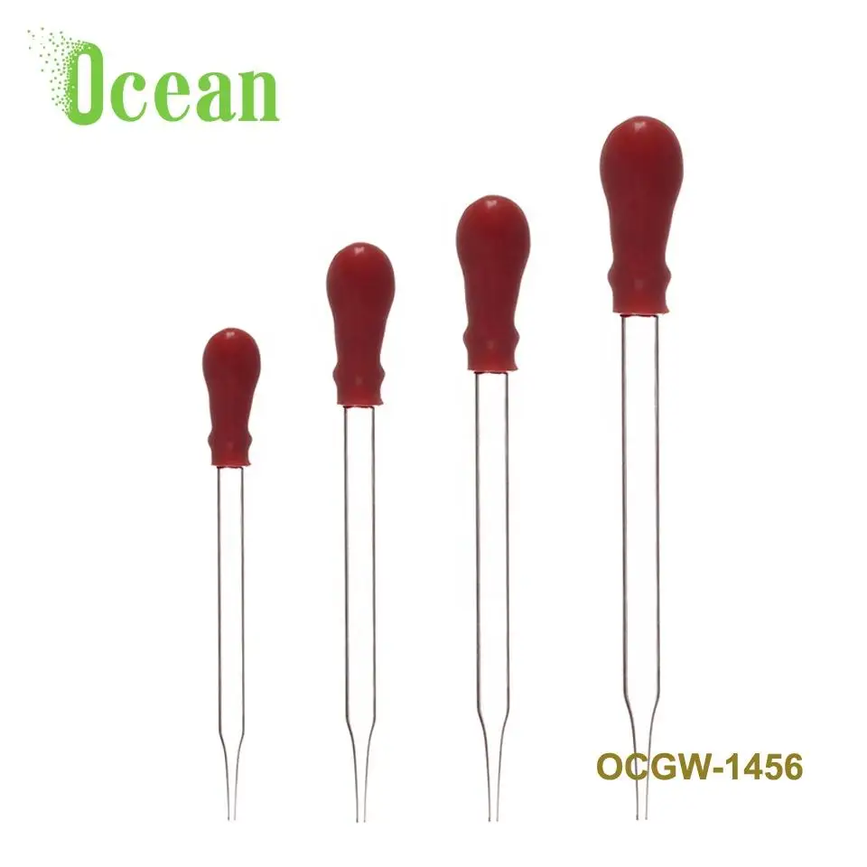 Glass Dropper Pipettes With Red Rubber Lab 0.55 Ml Glassware Pasteur