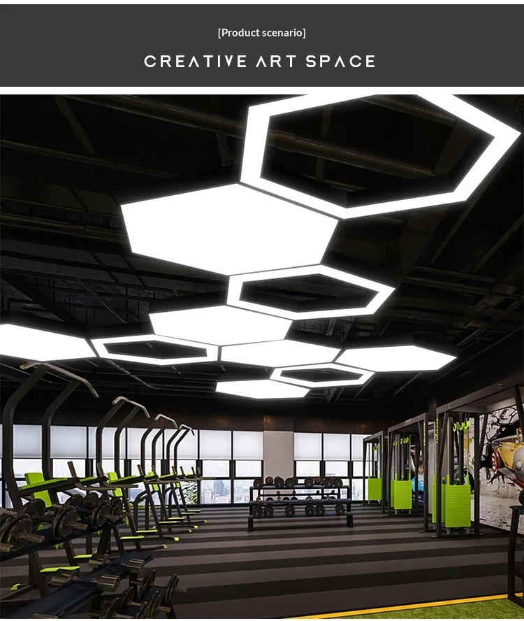 product hexagonal iron pendant light led creative honeycomb shape lamp billiard hall internet cafe gym lounge ambient light high-1