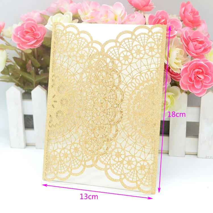 Exquisite glitter paper laser cut lilac wedding invitations