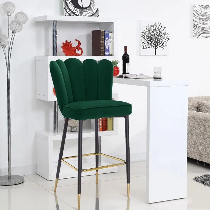 Modern Vintage Luxury Design Industrial Green Blue Velvet Metal Leg