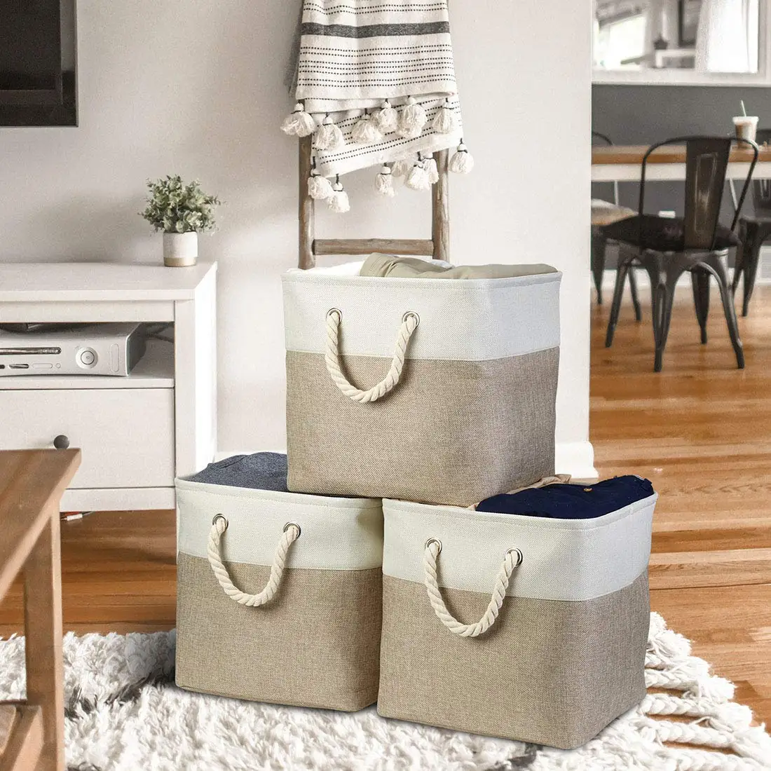Foldable Storage Bin Collapsible Sturdy Fabric Storage Basket Cube