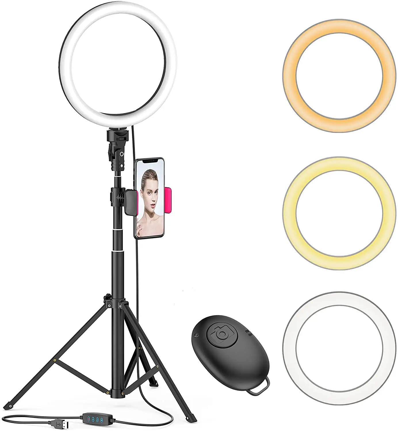 10inch Mini Remote Control USB Dimmable Selfie Make Up Light Ring with Phone Holder