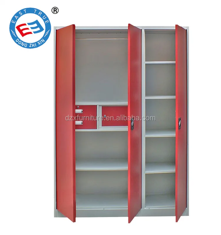 Detachable Almirah Wardrobe 3 Door Lockable Metal Steel Clothes Storage