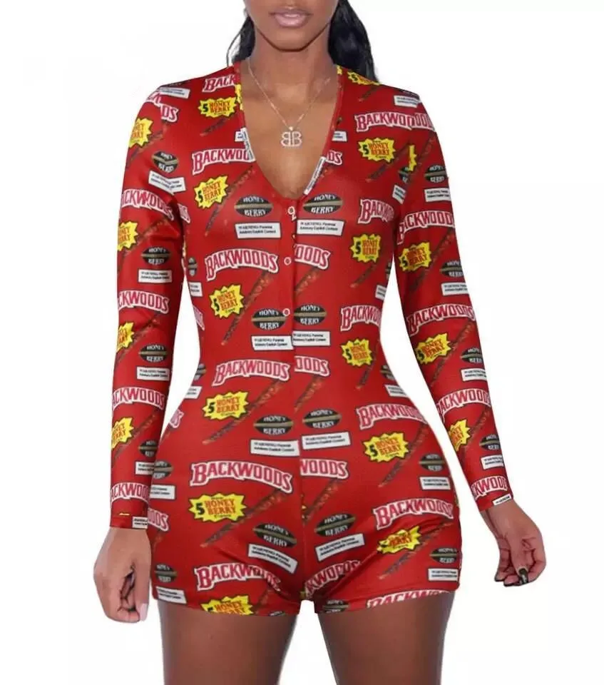 Cute Womens Panda Backwood Onesie Pajamas Adult Bodycon Short Jumpsuit