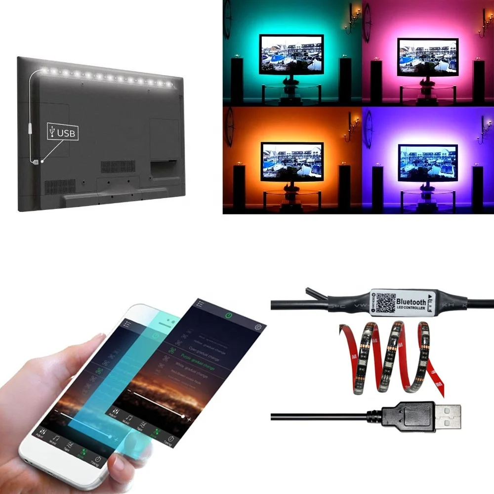 2M 3M 4M 5V RGB Flexible 30Leds 5050  Blue tooth  Bias Background USB TV Led Strip  backlight