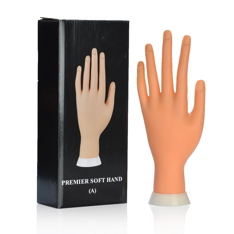 PVC Soft Rubber Fake Hand Manicure Practice Nail Art Training Flexible Bend Practice Hand