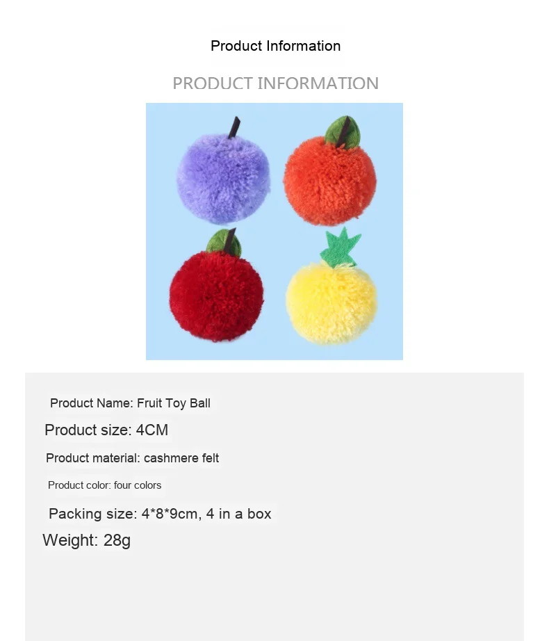 Interactive Fruit-Shaped Silent Ball Self-Pleasure Cat Toy and Puppy Small Size Pineapple Apple Orange Set