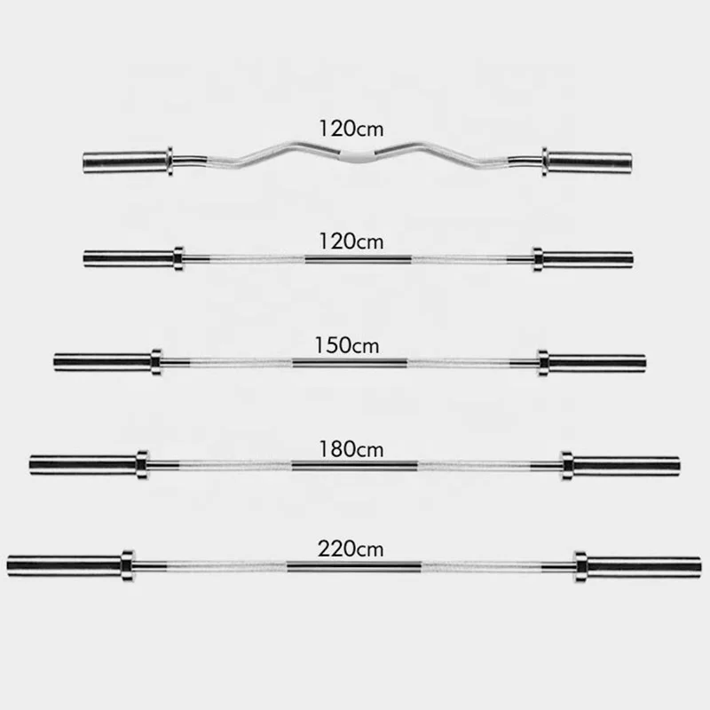 

Fitness weight lifting barbell bar straight curve barbell rod, Silver