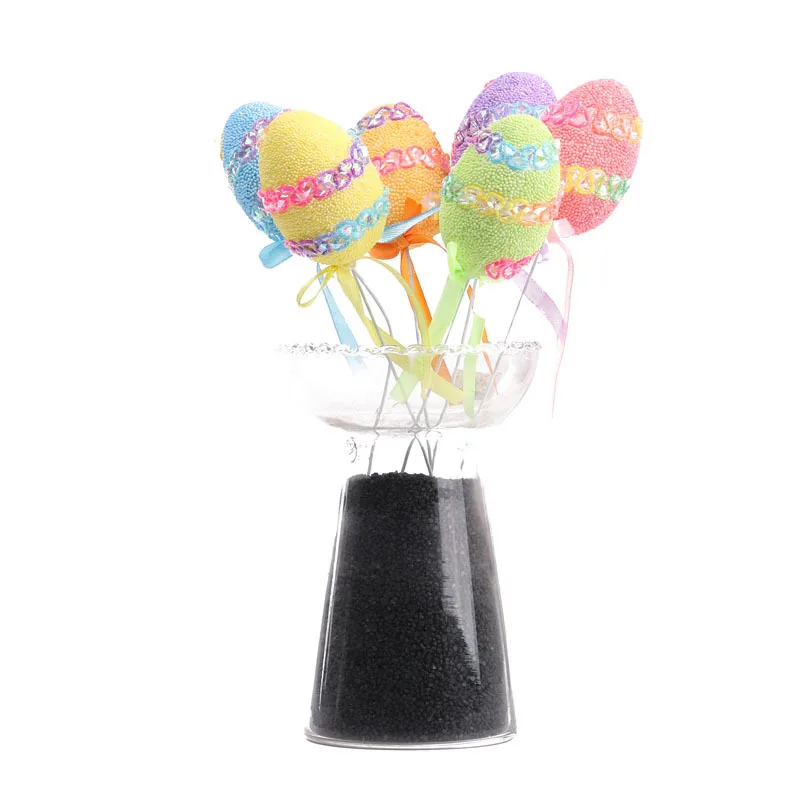 6pcs Decorative Foam Easter Egg Pick For Diy Crafts Home Decorations