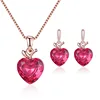 Bridal Jewelry Pink Heart Apple Shaped Gemstone Earring Necklace Suit
