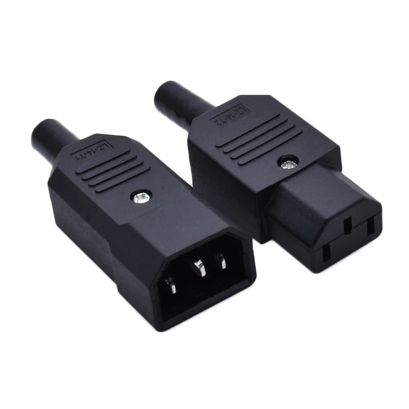 AC250V 10A 3 Pins Terminals Panel Mount IEC C14 Male + C13 Female Inline Adapter Plug Power Socket Connectors KC CE CCC TUV