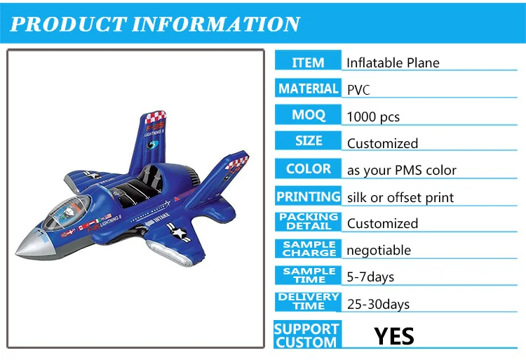 Thickened PVC Inflatable F-35 Lightning Fighter Plane Pool Ride-On Toys ...