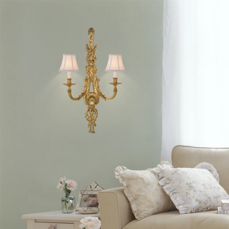 Luxury Brass 2-Arms Indoor Vintage Corridor Living Room Decoration Large Wall Lamps