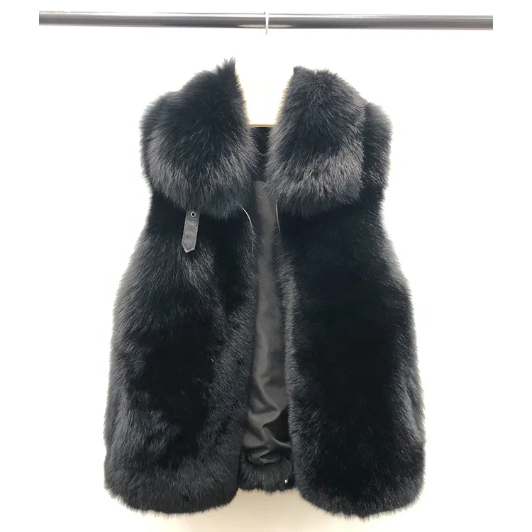 
Luxury Fox Fur Vest Coats For Ladies Real Thick Fox Fur Long Vest Women 