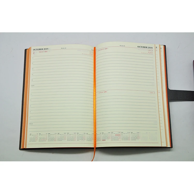 2025 Custom Diary Planner Orange Color Painted Edges Planer Cheap