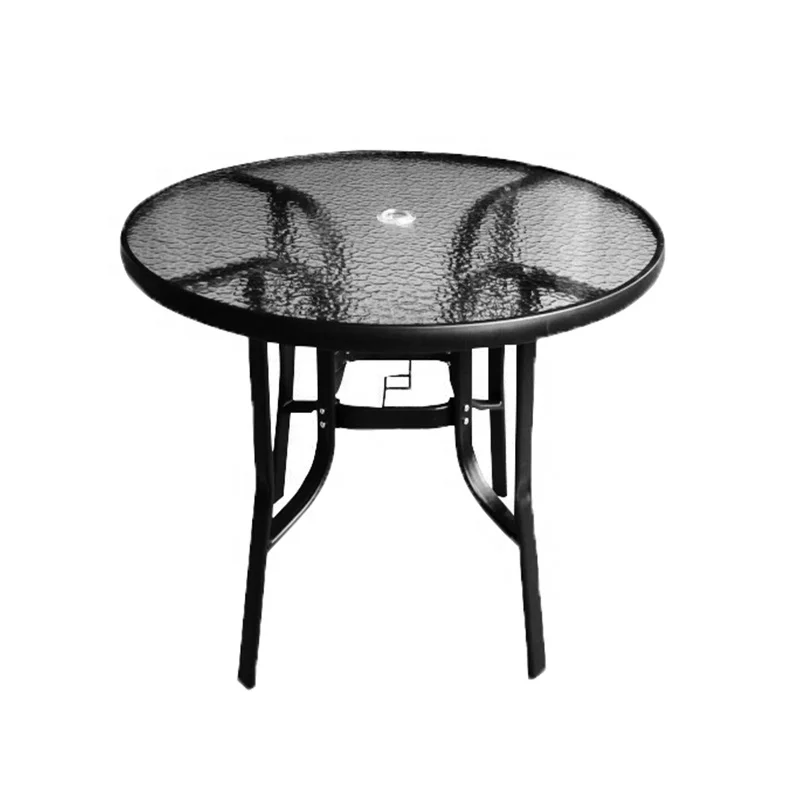 
Classic Metal Tempered Glass Outdoor Bistro Round Patio Garden Table 