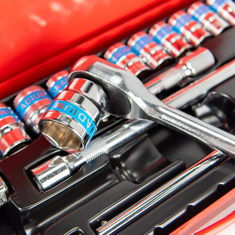 24pcs Hand Tool 1/2 Socket Wrench Set Black Treatment Speeder Handle