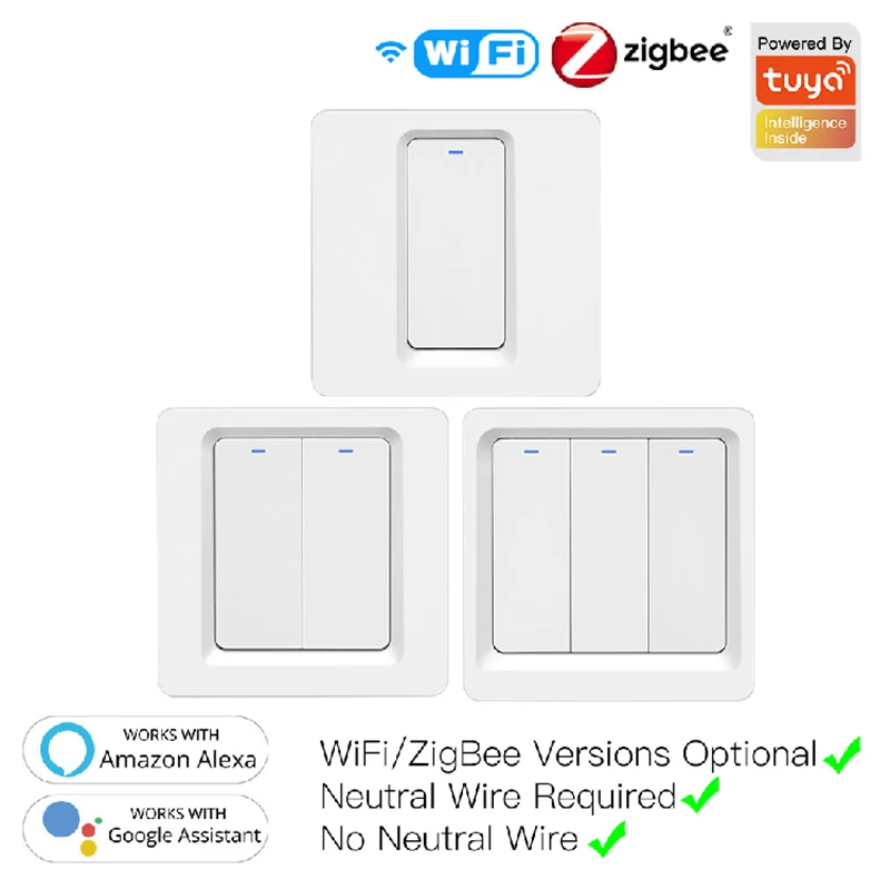 Ready to Ship Alexa Google Home Voice Control EU/UK Type 1 Gang Zigbee Switch - ANKUX.COM