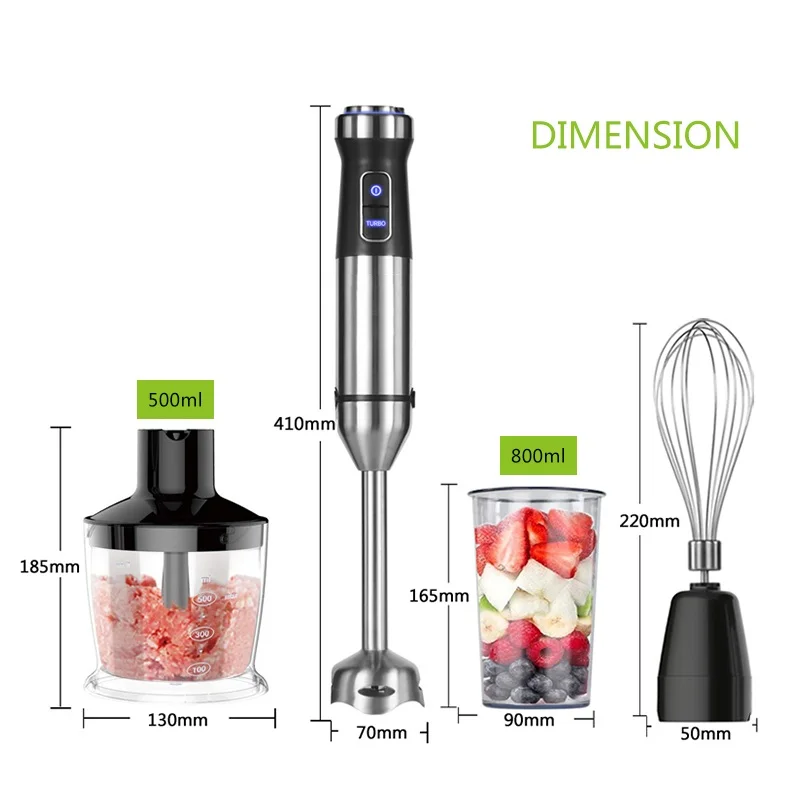 4 in 1 Immersion Hand Stick Blender Mixer Includes Chopper and