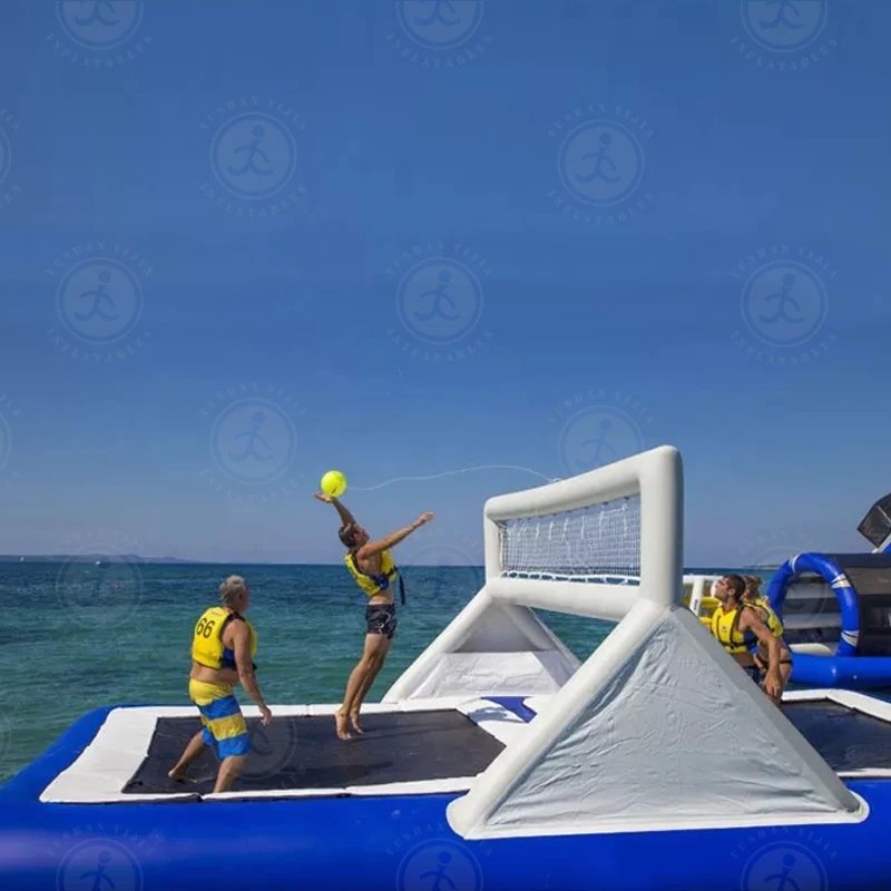 Outdoor Water Play Giant Inflatable Volleyball Court Water Game Jumping