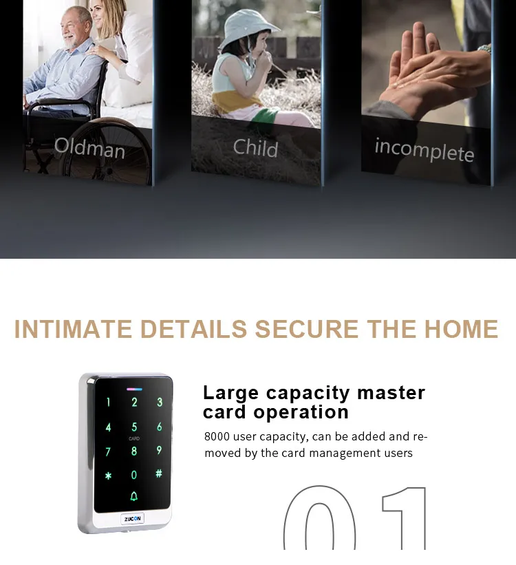 8000 users waterproof touch keypad code RFID EM card reader access control for Public places office