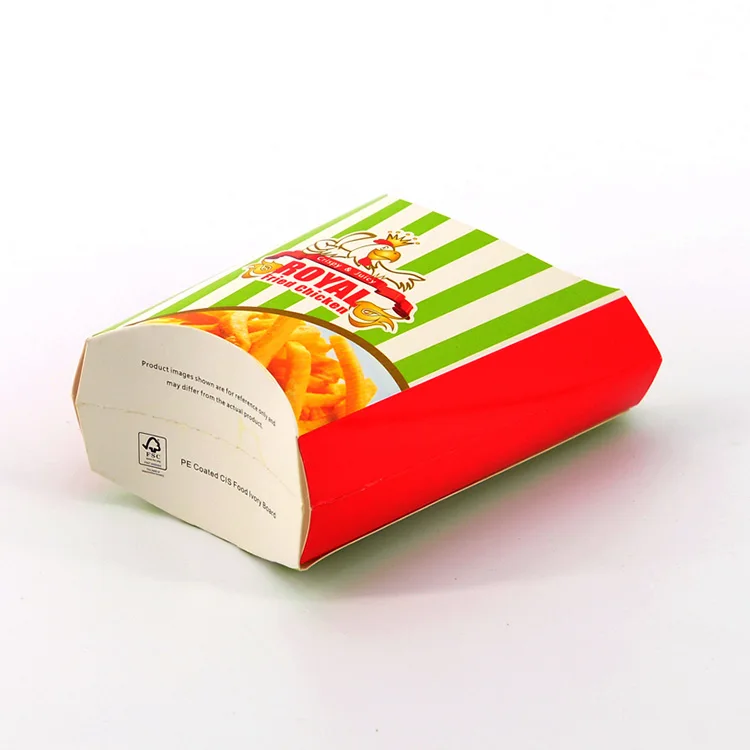 工厂价格折叠食品级外卖纸盒定制印刷冷冻炸薯条包装