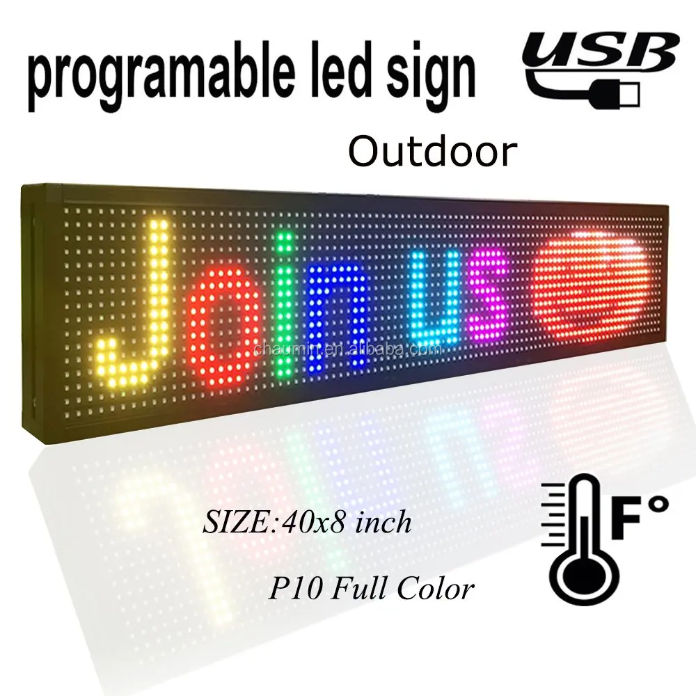 Programmable Led Sign 40" X 8" Outdoor P10 Rgb Full Color Smd Led Scrolling Display Message