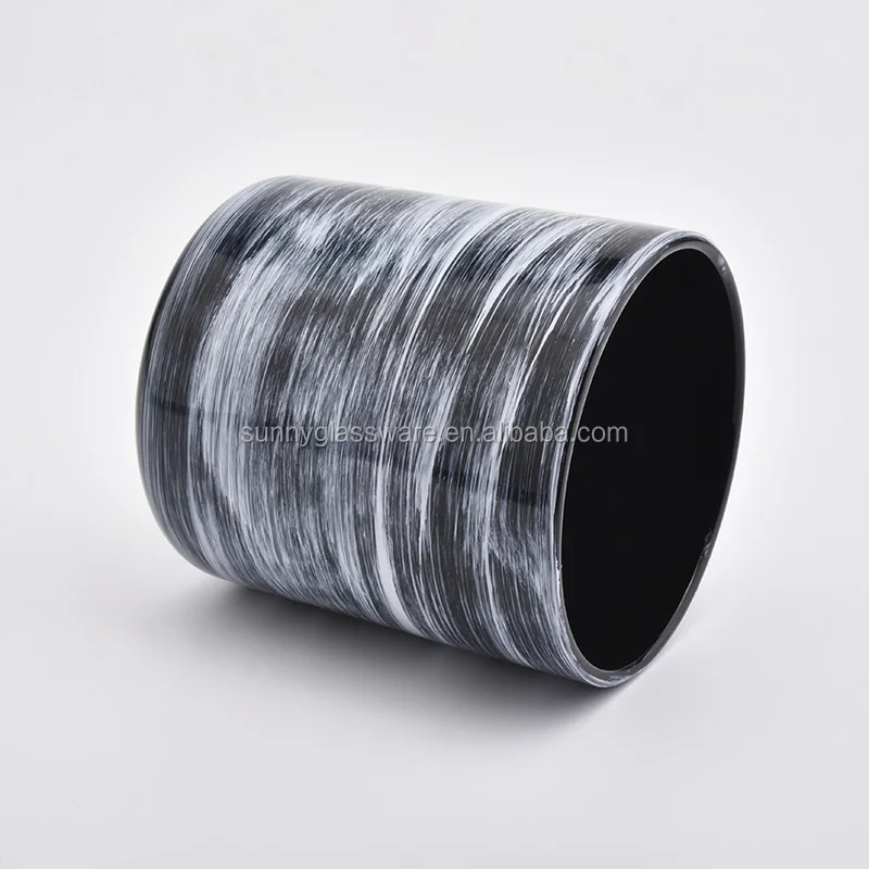 standard 10 oz cylinder black glass candle jars