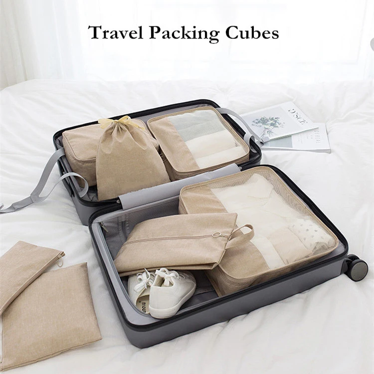 Travelsky 7 Pieces Wholesale Customized Mesh Packing Cubes Organizer
